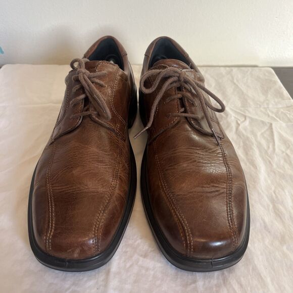 ECCO Helsinki 2 Men\'s Leather Bike-Toe Derby Shoe, Brown- Size US 12
